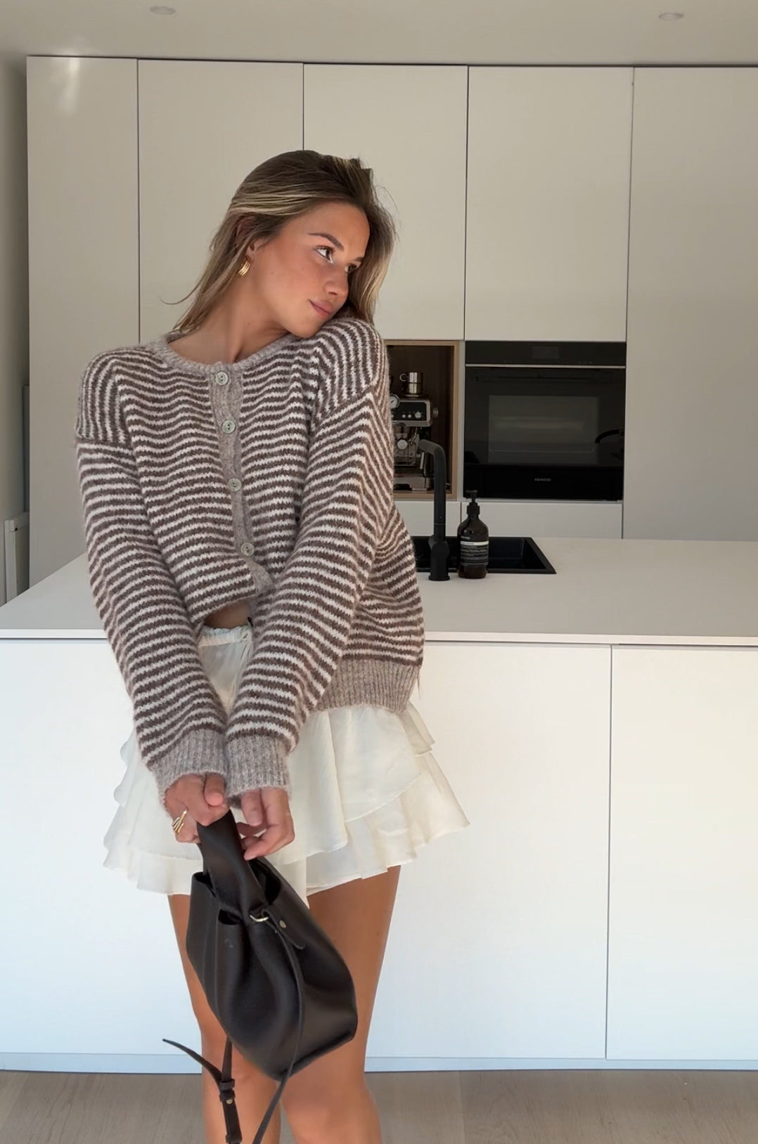 MYK STRIPET KARDIGAN CINNAMON