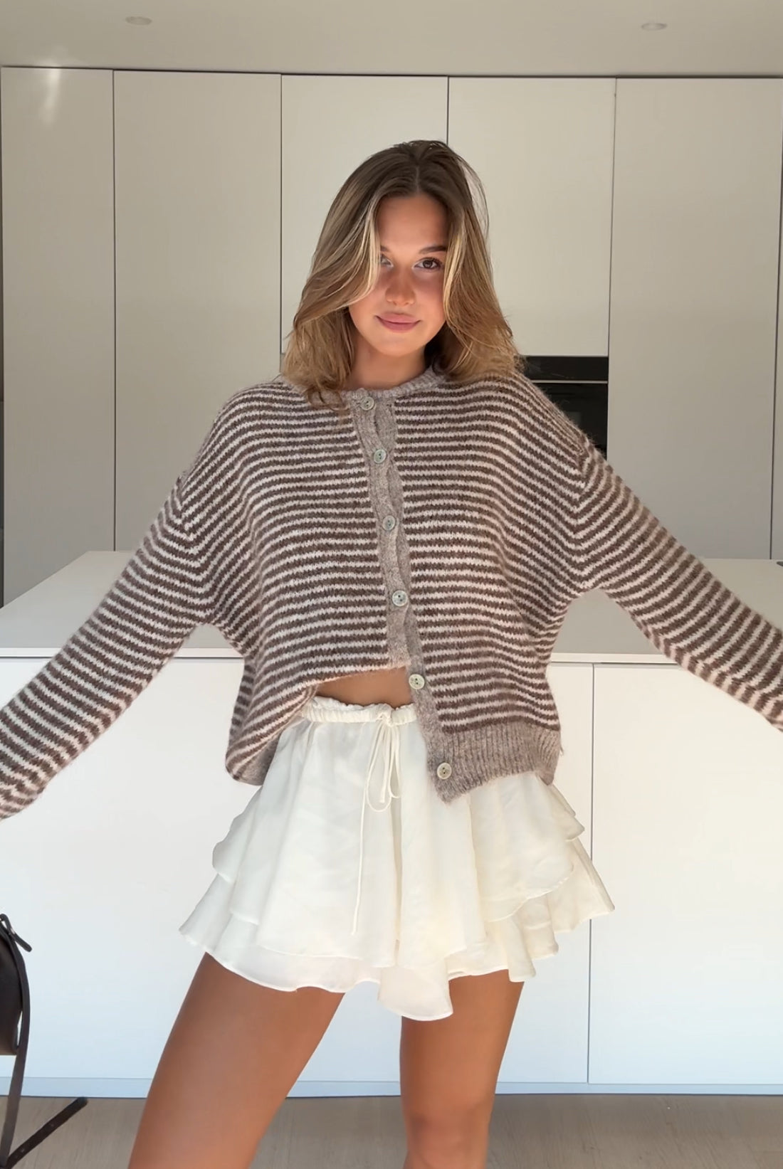 MYK STRIPET KARDIGAN CINNAMON