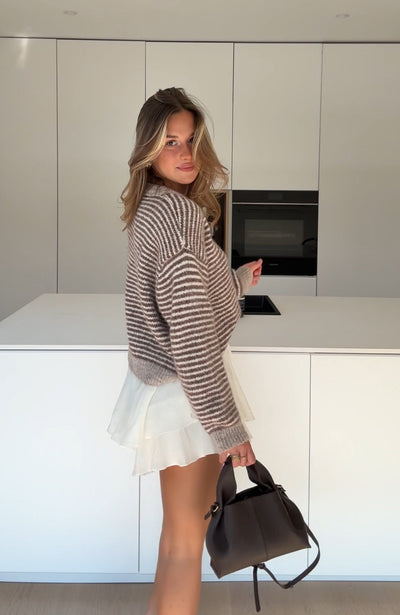 MYK STRIPET KARDIGAN CINNAMON