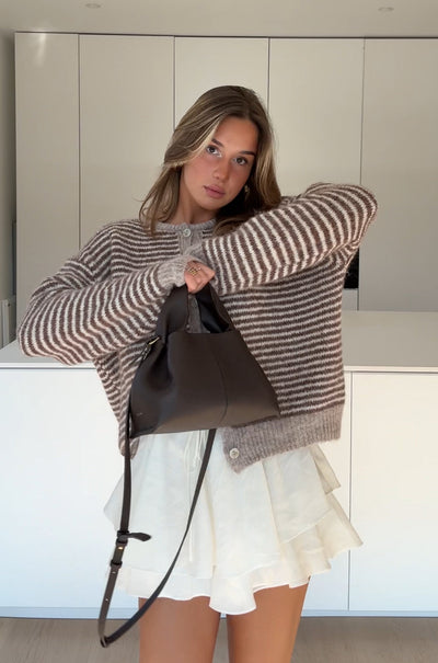 MYK STRIPET KARDIGAN CINNAMON